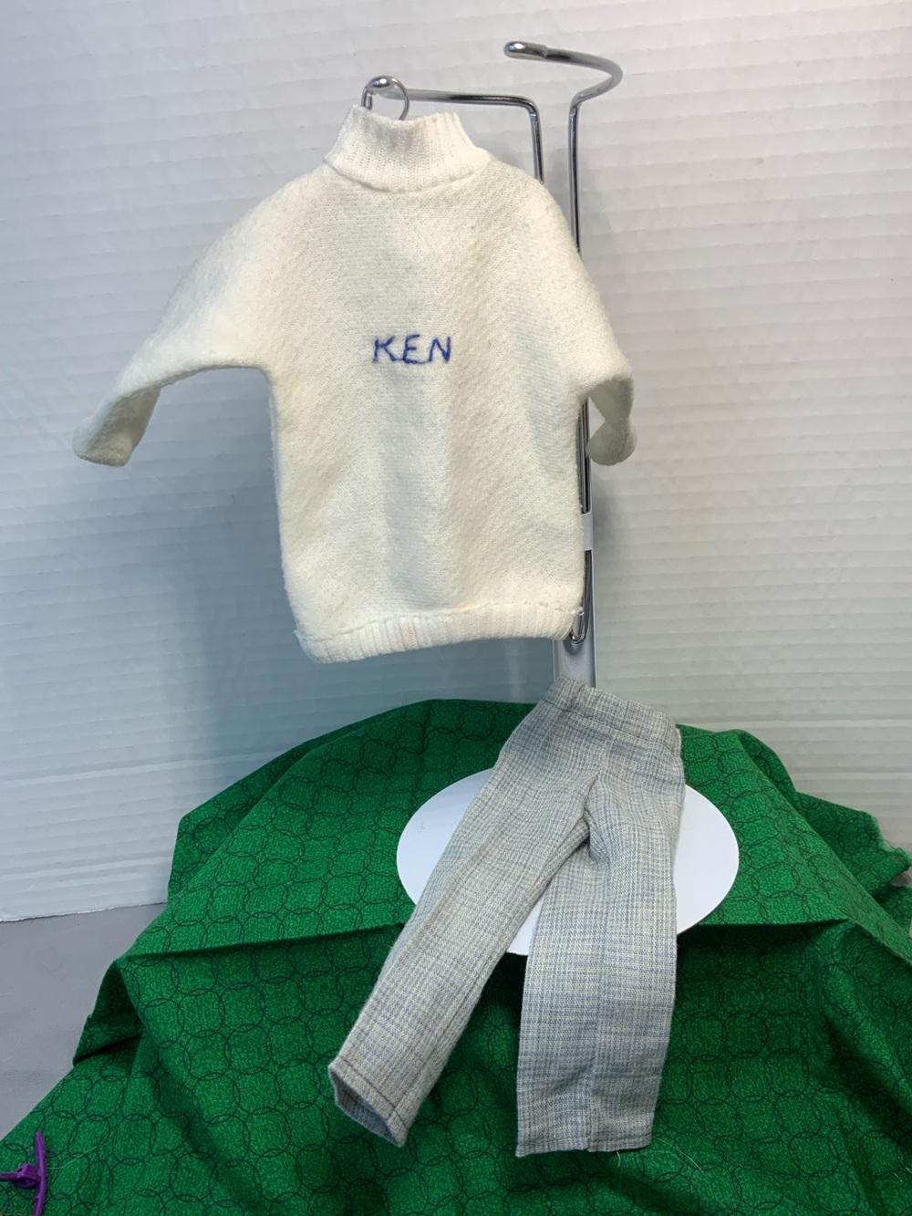 Vintage hand crafted outfit for Ken Doll Sweater and Pants 1970s-1980s